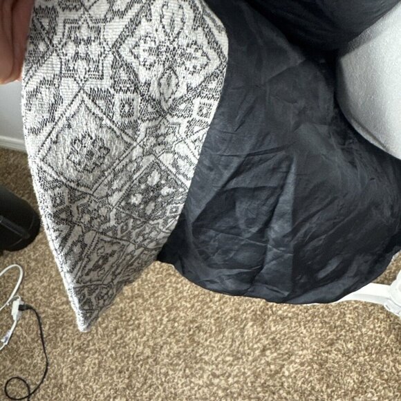 Zara Women's S Longline Brocade 3/4 Sleeve Coat Jacket B&W Silver Wool Blend - Picture 6 of 12